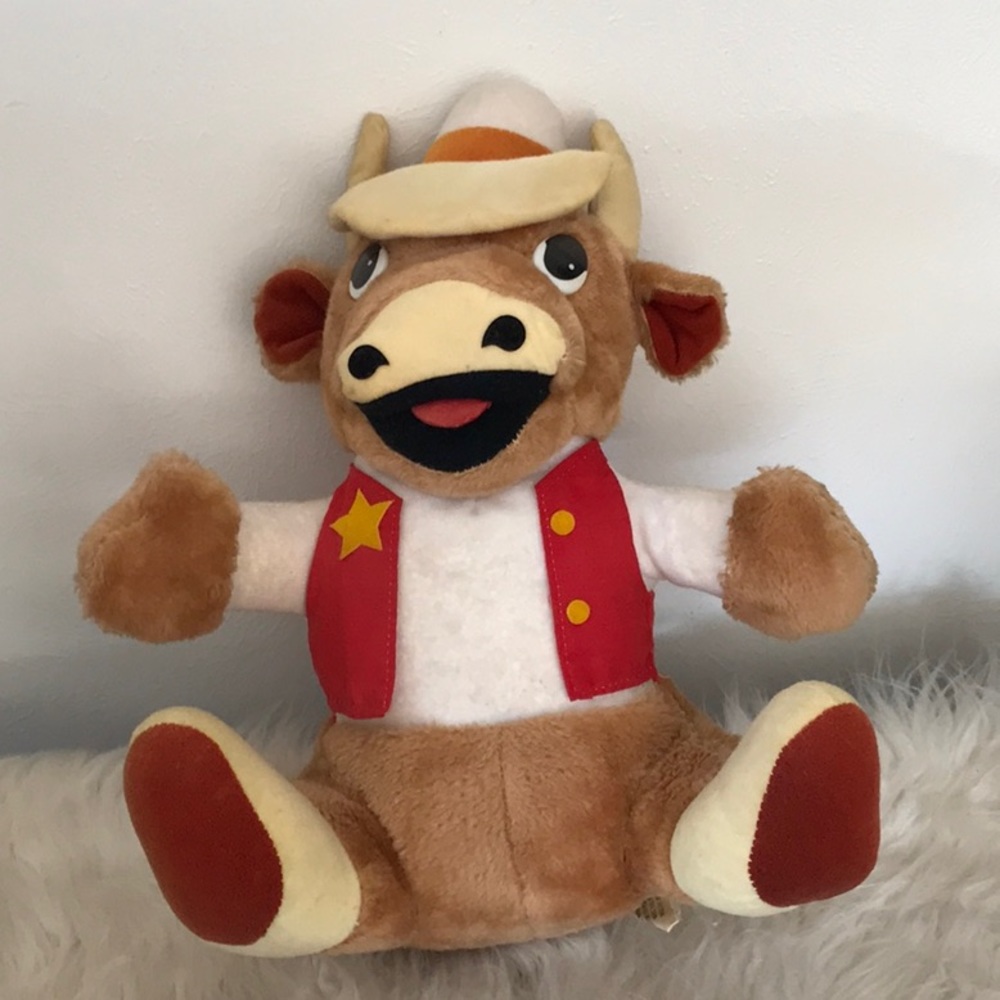 Vintage from 1988 Texas dress firmly stuffed Longhorn bull plush